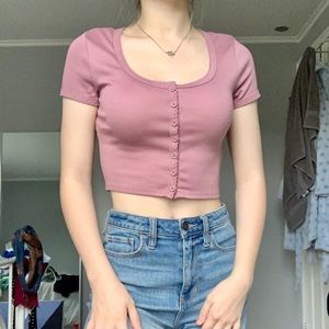 Lottie Moss button up crop top